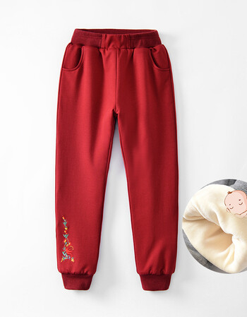 棉裤加绒加厚三层冬季北方外穿2018中大童12儿童保暖裤子15岁 232红色