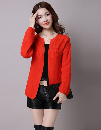 款外搭圆领小开衫外套修身秋季百搭七分袖时尚披肩 57565772 主图红色