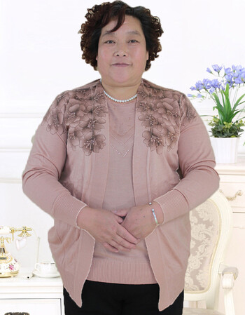 2018春秋中老年胖妈妈针织衫加大码女装时尚休闲胖mm