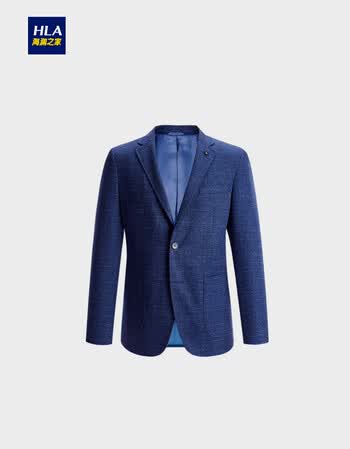 hla海澜之家时尚平驳领休闲西服2018秋季热卖花纹单排扣西服男士hwxa