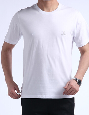 体恤短袖男打底衫纯棉圆领白色中老年男士半袖爸爸装短袖t恤夏季 白色