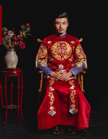 秀禾服男装2018新款中式礼服婚礼新郎结婚敬酒服龙凤褂伴郎唐装男 男