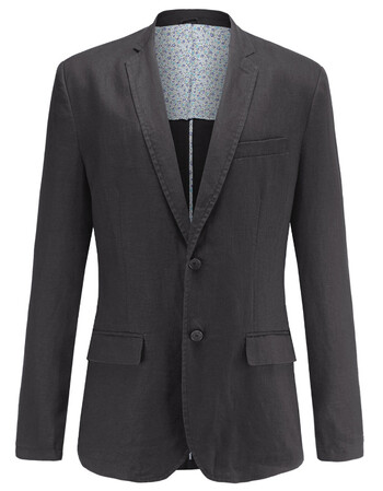 亚麻西装男修身休闲外套棉麻料小西服男薄款春秋夏季大码男装透气 深