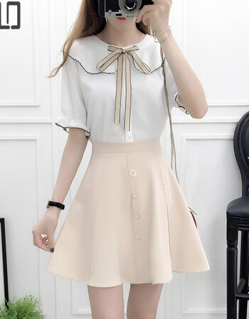 nvld青少年少女初高中学生大学生女装连衣裙女夏2018新款甜美娃娃领