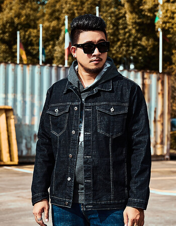 kimel夹克男2018秋冬大码深色牛仔水洗翻领夹克上衣 颜色如图 2xl