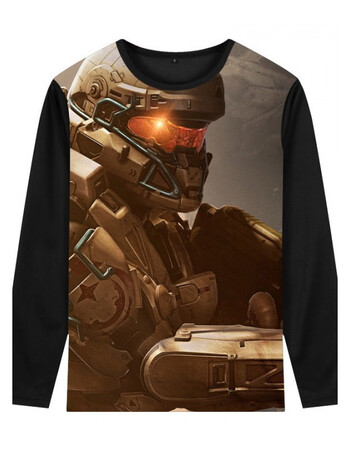 ps4游戏光环系列 halo光晕t恤春秋季长袖学生休闲打底宽松衣服男 黑色