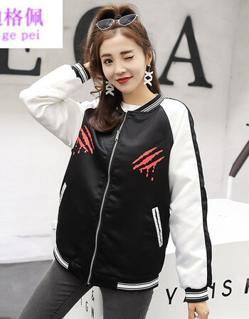 青少女中学生社会女生成人胖妹妹装学院风2018秋新款韩版两面穿bf棒球