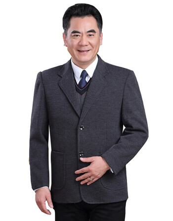 毛呢西装外套男秋冬厚款中年商务大码男款中老年人爸爸装单西上衣