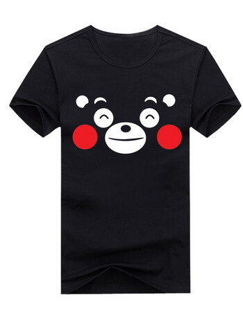 县吉祥物萌kumamon熊本熊t恤表情包短袖男女衣服动漫周边 眯眼黑色