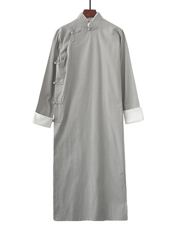 相声服大褂棉麻民国长衫大马褂中国风长袍中式伴郎服快板演出服 浅