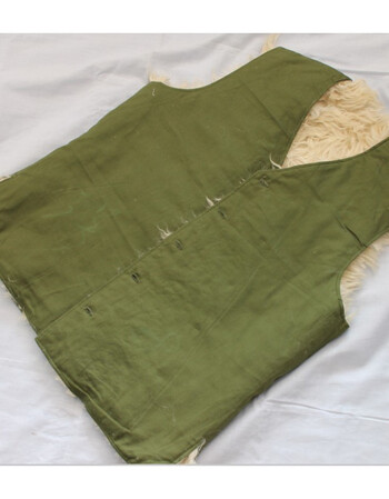 中老年羊毛皮马甲皮毛一体羊皮坎肩78地勤羊皮马甲 羊皮马甲 军绿色 3