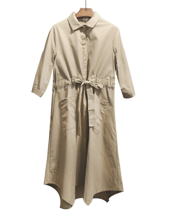 长款韩版2018春秋新款修身气质收腰chic显瘦港风休闲外套 深卡其布色