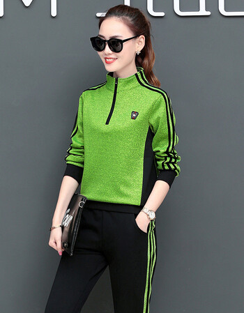 美邦 顿运动套装女春秋2018新款潮韩版时尚女式秋季立领运动服休闲两