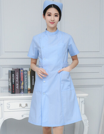 护士服夏季短袖女娃娃领医生服白大褂药店服长袖美容院美容工作服