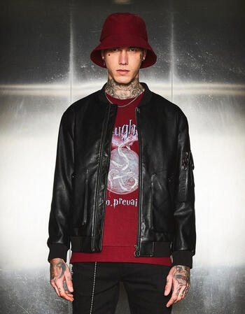 美特斯邦威外套男2018新款秋季男士潮流pu街头朋克风皮衣外套男 影黑