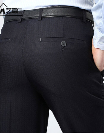 艺嘉仁夏季薄款西裤高腰深裆宽松免烫正装男裤商务休闲中老年西装裤