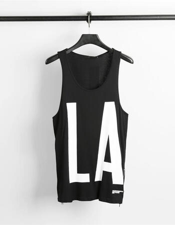 迈克史密斯2016夏新款日系潮牌简约素色纯色背心la字母印花宽松男短袖