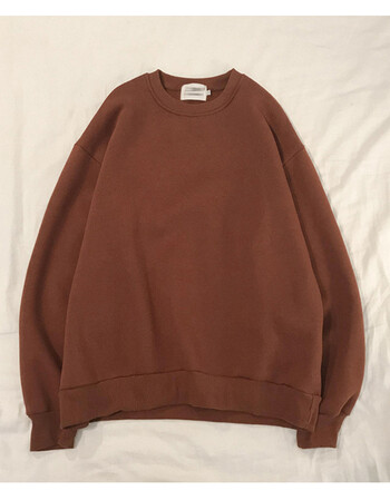 6色入~冬装干净好穿百搭色圆领卫衣韩版ulzzang加绒加厚打底衫 咖啡色