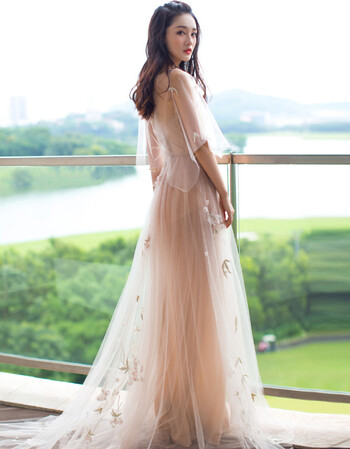 礼服裙2018宴会高贵艺考伴娘生日聚会年会主持人礼服女长款 深香槟色