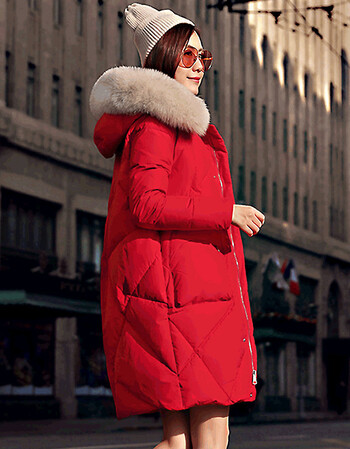 新娘羽绒服红色女结婚加厚中长款2018新款韩版潮大毛领 红色 xl