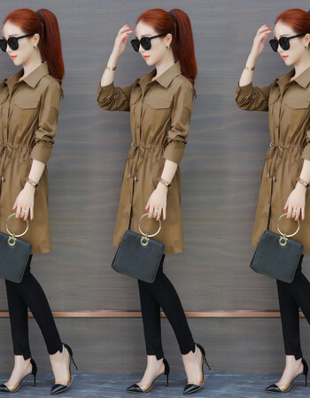 【京东优选】初秋女装新款2018春秋季中长款秋小个子风衣外套上衣服