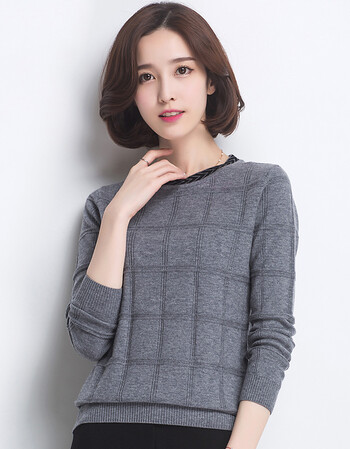 恒源祥羊毛衫女圆领毛线衣纯羊毛套头针织衫毛衣女秋冬保暖打底衫 08