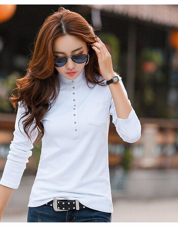 纯棉高领打底衫女秋冬纯中高领长袖t恤女装保暖上衣加绒加厚内搭t