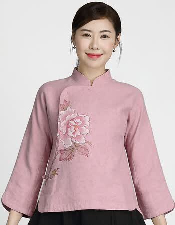 颜商场同款官网刺绣唐装女大码复古中式女装秋装禅意女装中国风双层