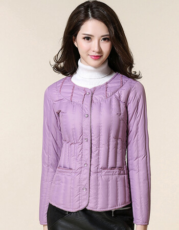 短款长袖羽绒内胆女上衣中老年大码修身超轻薄贴身打底内穿羽绒服 浅