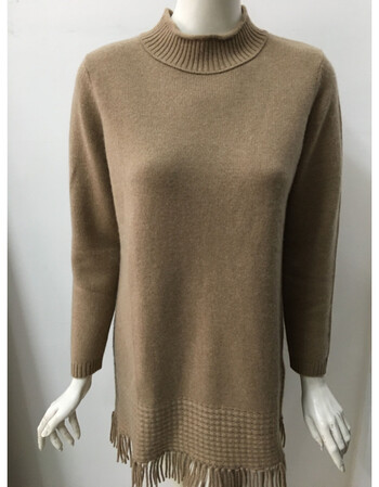 轻奢好货梦特娇专柜羊绒衫羊绒女长款套衫rm71307 夹花米驼 95