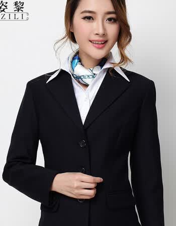 贝蒂瑞莎修身女职业装 标准女士三扣正装小西装上衣 黑色 xxxxxl