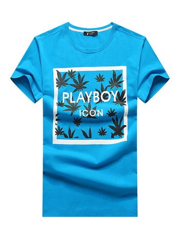 playboyicon 2016年夏季时尚圆领休闲短袖t恤水洗polo衫 孔雀蓝_016 m