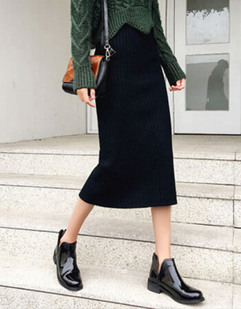 针织半身裙女中长款包裙加厚羊毛针织半身裙女装2018秋冬韩版加厚高腰