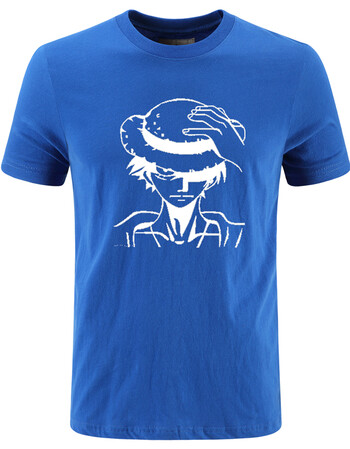 蒙娜卡丹夏季海贼王t恤男短袖 路飞乔巴t恤卡通动漫纯棉半袖t恤 蓝色