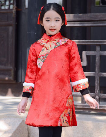 2018冬季新款夹棉儿童旗袍中国风小孩加厚过年衣服新年装w 古代小美女
