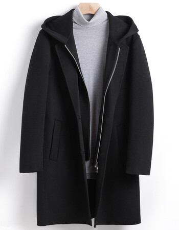 京东好物 18新款双面羊毛羊绒大衣男中长款可脱卸连帽加厚秋冬呢子男