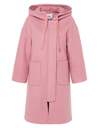 连帽粉色少女羊毛大衣毛呢外套中长款女秋冬新款包邮 店长推荐 rose