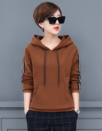 拉朵嫣连帽卫衣女秋冬装2018新款长袖韩版宽松短款加绒加厚套头上衣