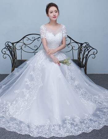 属于 婚纱礼服2017春夏新款双肩韩式花朵公主新娘婚礼白色齐地结婚