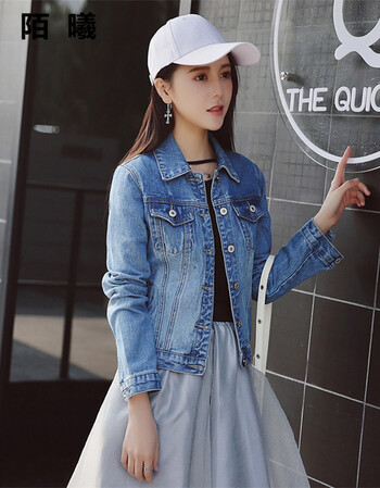 
                                        陌曦韩版牛仔夹克外套女 图片色 M                