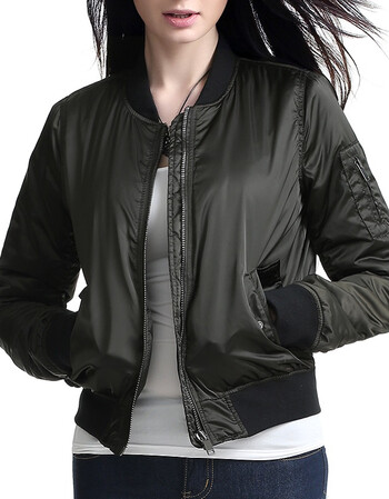 luxurylane女士美国空军ma1飞行夹克秋冬款夹棉修身短外套 26gma1 墨