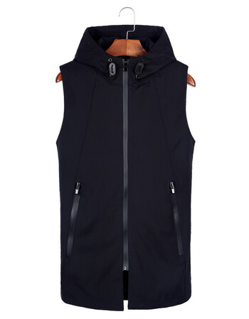 摩拉维思moravisi男士中长款马甲外套修身坎肩风衣8025 黑色 4xl