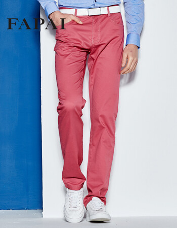 法派2017春夏男士休闲裤彩色英伦直筒休闲长裤男弹力修身男长裤潮