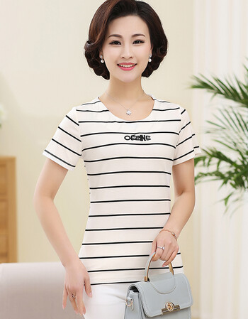 bssdi 夏季新款妈妈装短袖t恤衫女 中老年圆领打底衫 白色 xxxl 135斤