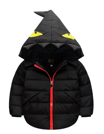 童装儿童小怪兽连帽儿童羽绒服 男女童外套ah 黑色 130cm