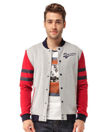 bso小魔怪新款秋冬男装开衫棒球卫衣休闲百搭韩版修身 浅灰色 m(170