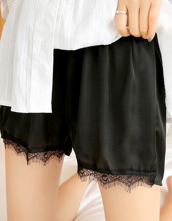 甜美少女防走光安全裤三分短裤真丝薄款蝴蝶结外穿打底裤 8062黑色