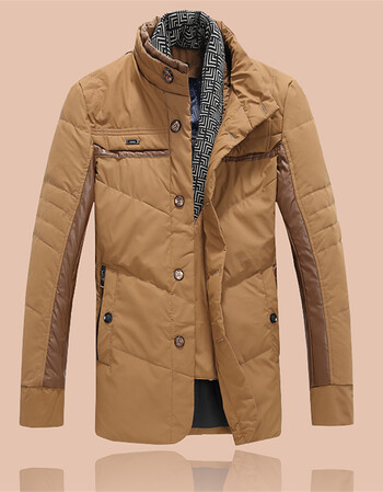 m2monline 冬季新款男士立领羽绒服简约风格外套 深卡其布色 xl