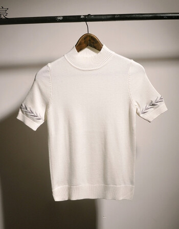 绣花打底针织衫男士鸟店韩版日常休闲修身毛衣 乳白色 l(胸围85cm)