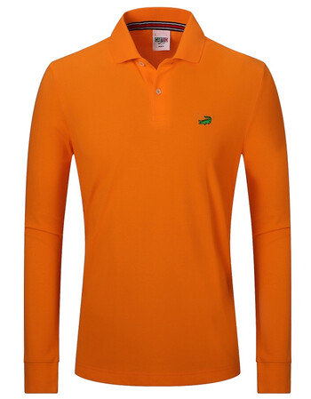 cartelo/卡帝乐鳄鱼2017秋长袖纯色翻领纯全棉polo衫 橙色 2xl